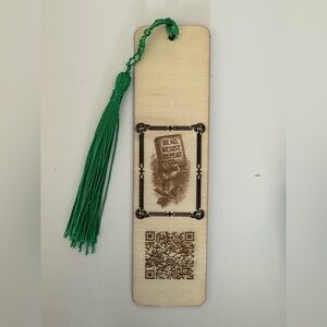 Wooden Bookmark • Read Resist Repeat • Green Tassel Activist Gift